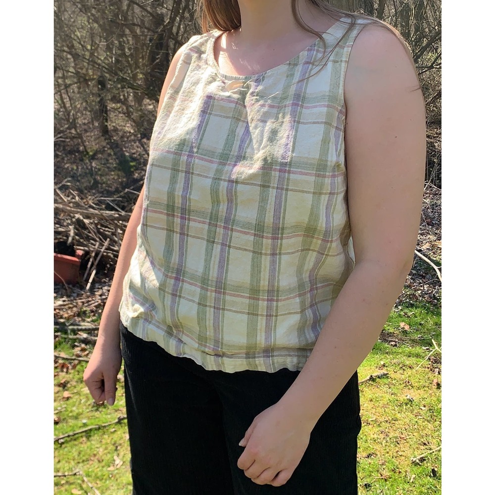 Natural Reflections Linen & Cotton Plaid Tank Size XL